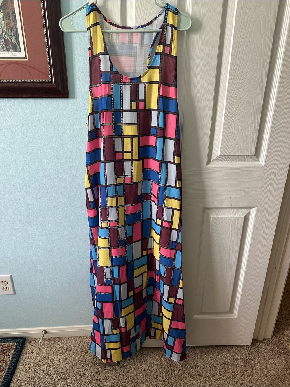 Sleeveless Geometric Print Maxi Dress in Multicolor